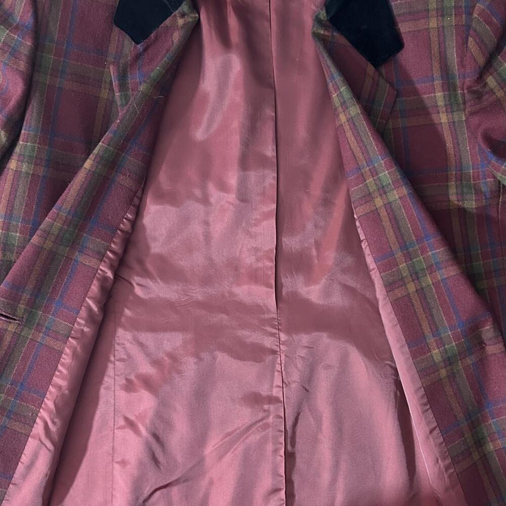 VALERIE STEVENS Womens (14) Pure Wool Burgundy Plaid Blazer Jacket - Lined - Picture 8 of 9